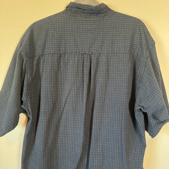 Vtg 90s Y2K Columbia 3XT Tall Blue Grid Cotton Short Sleeve Button Down Shirt - Picture 7 of 10